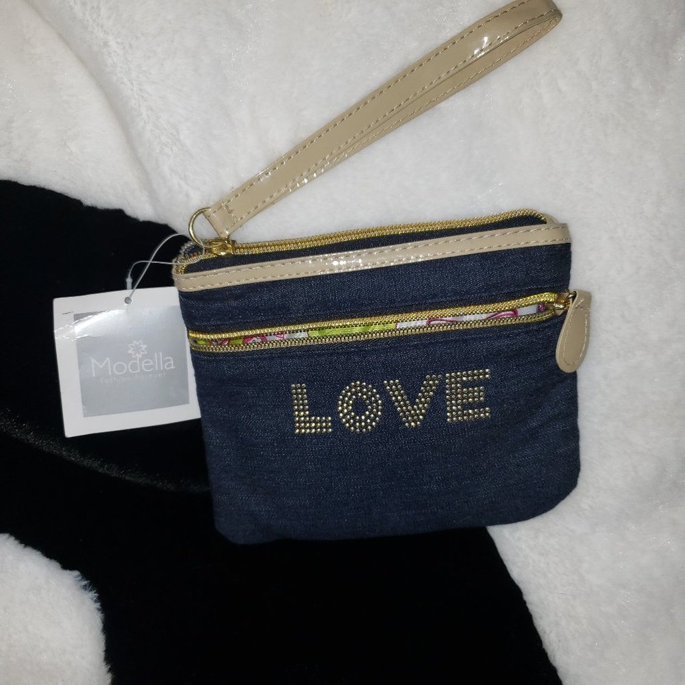 Denim Wristlet "Love"